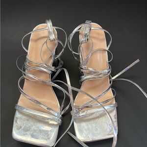 Silver Strappy Heels